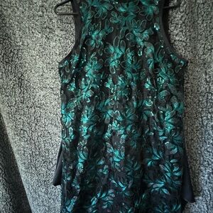 Signature by Robbie Bee Black and Teal Dress